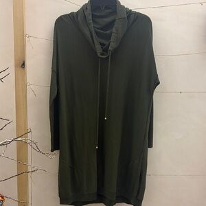 Olive Green Long Sleeve Tunic Sweater Dress